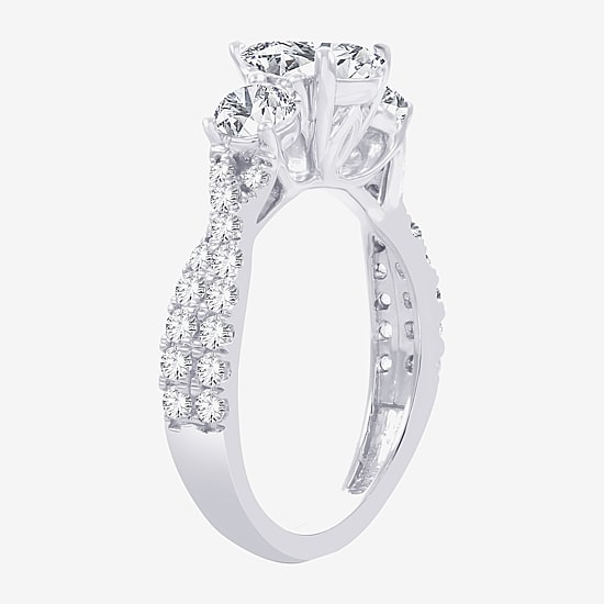 Love Lives Forever (H-I / Si1-Si2) Womens 2 CT. T.W. Lab Grown White Diamond 10K Gold Pear 3-Stone Engagement Ring