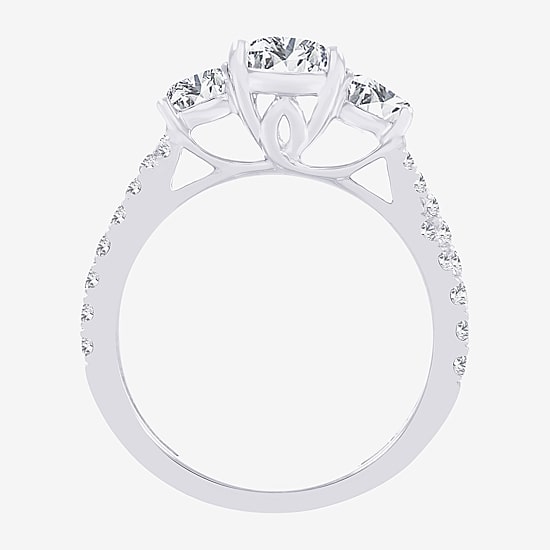 Love Lives Forever (H-I / Si1-Si2) Womens 2 CT. T.W. Lab Grown White Diamond 10K Gold Pear 3-Stone Engagement Ring