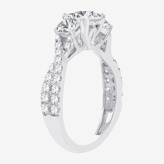 Love Lives Forever (H-I / Si1-Si2) Womens 2 CT. T.W. Lab Grown White Diamond 10K Gold 3-Stone Engagement Ring