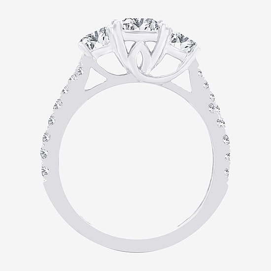 Love Lives Forever (H-I / Si1-Si2) Womens 2 CT. T.W. Lab Grown White Diamond 10K Gold 3-Stone Engagement Ring