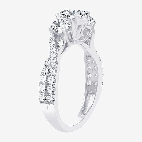 Love Lives Forever (H-I / Si1-Si2) Womens 2 CT. T.W. Lab Grown White Diamond 10K Gold Oval 3-Stone Engagement Ring