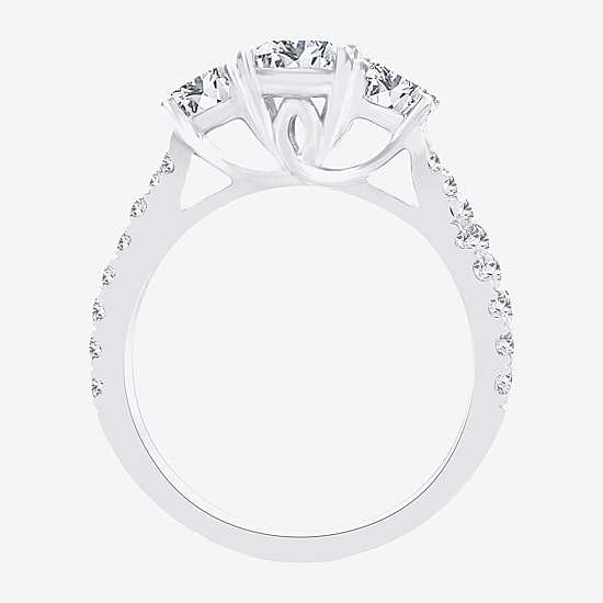 Love Lives Forever (H-I / Si1-Si2) Womens 2 CT. T.W. Lab Grown White Diamond 10K Gold Oval 3-Stone Engagement Ring