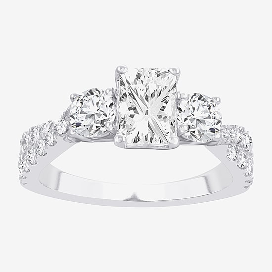 Love Lives Forever (H-I / Si1-Si2) Womens 2 CT. T.W. Lab Grown White Diamond 10K Gold 3-Stone Engagement Ring