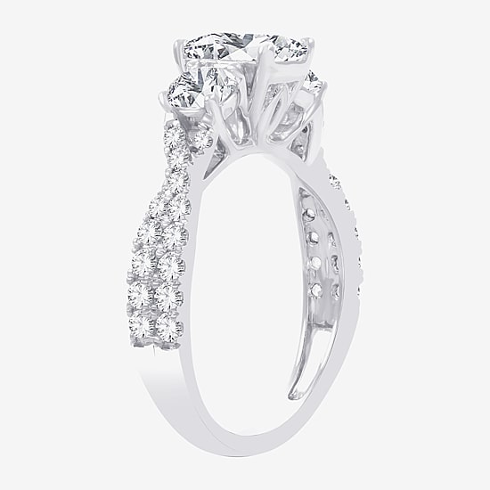 Love Lives Forever (H-I / Si1-Si2) Womens 2 CT. T.W. Lab Grown White Diamond 10K Gold 3-Stone Engagement Ring