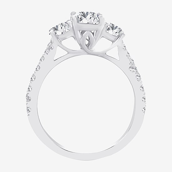 Love Lives Forever (H-I / Si1-Si2) Womens 2 CT. T.W. Lab Grown White Diamond 10K Gold 3-Stone Engagement Ring