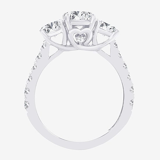 Love Lives Forever (H-I / Si1-Si2) Womens 2 CT. T.W. Lab Grown White Diamond 10K Gold Round 3-Stone Engagement Ring