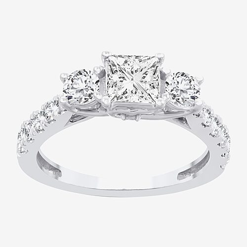 Love Lives Forever (H-I / Si1-Si2) Womens 2 CT. T.W. Lab Grown White Diamond 10K Gold 3-Stone Engagement Ring, 8 1/2, White