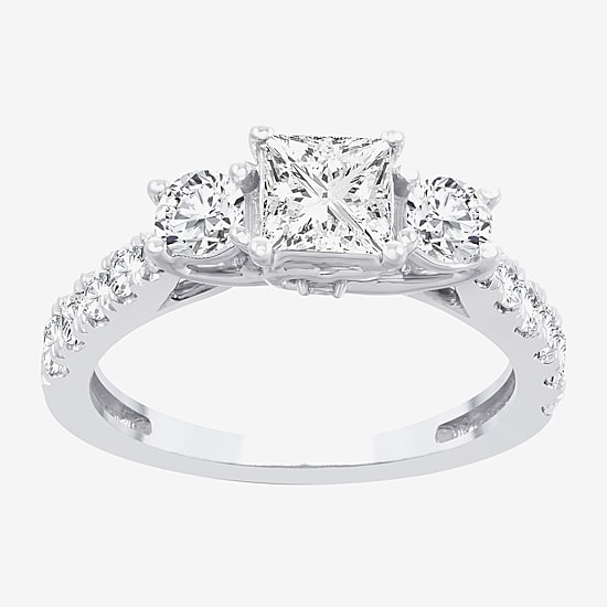 Love Lives Forever (H-I / Si1-Si2) Womens 2 CT. T.W. Lab Grown White Diamond 10K Gold 3-Stone Engagement Ring