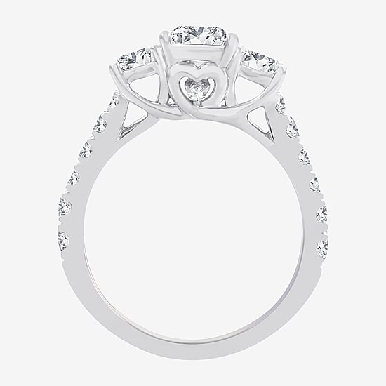 Love Lives Forever (H-I / Si1-Si2) Womens 2 CT. T.W. Lab Grown White Diamond 10K Gold 3-Stone Engagement Ring