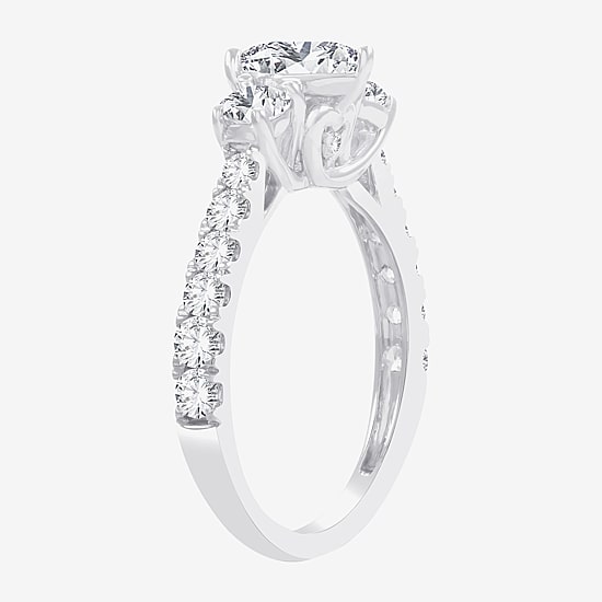 Love Lives Forever (H-I / Si1-Si2) Womens 2 CT. T.W. Lab Grown White Diamond 10K  Gold Pear 3-Stone Engagement Ring