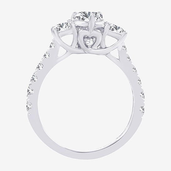 Love Lives Forever (H-I / Si1-Si2) Womens 2 CT. T.W. Lab Grown White Diamond 10K  Gold Pear 3-Stone Engagement Ring