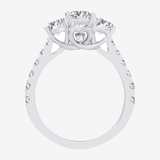 Love Lives Forever (H-I / Si1-Si2) Womens 2 CT. T.W. Lab Grown White Diamond 10K  Gold 3-Stone Engagement Ring