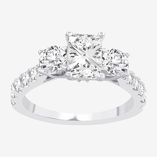 Love Lives Forever (H-I / Si1-Si2) Womens 2 CT. T.W. Lab Grown White Diamond 10K  Gold 3-Stone Engagement Ring