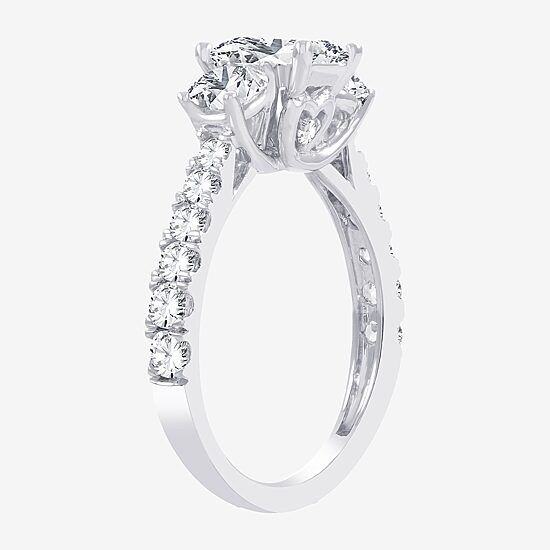 Love Lives Forever (H-I / Si1-Si2) Womens 2 CT. T.W. Lab Grown White Diamond 10K  Gold 3-Stone Engagement Ring