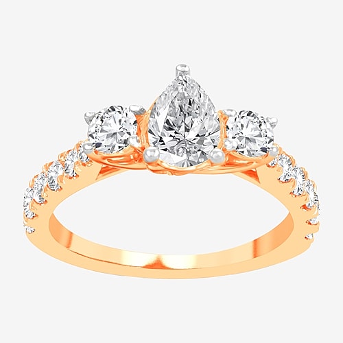 Love Lives Forever (H-I / Si1-Si2) Womens 2 CT. T.W. Lab Grown White Diamond 10K Gold Pear 3-Stone Engagement Ring, 8 1/2, Yellow