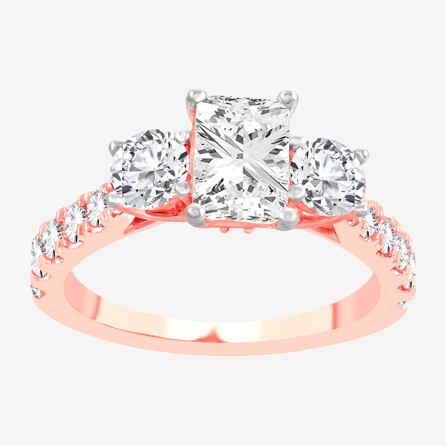 Love Lives Forever (H-I / Si1-Si2) Womens CT. T.W. Lab Grown White Diamond 10K Gold 3-Stone Engagement Ring