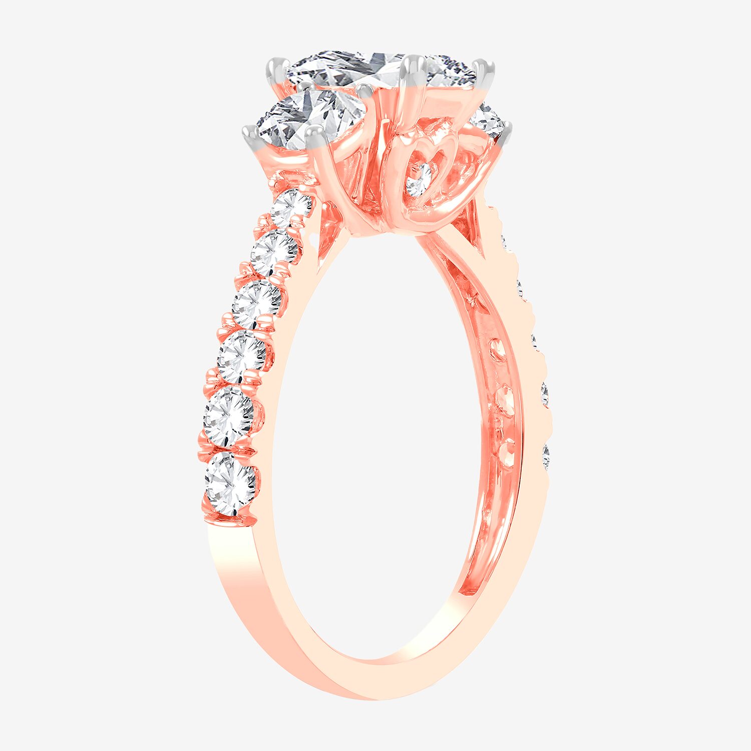 Love Lives Forever (H-I / Si1-Si2) Womens CT. T.W. Lab Grown White Diamond 10K Gold 3-Stone Engagement Ring