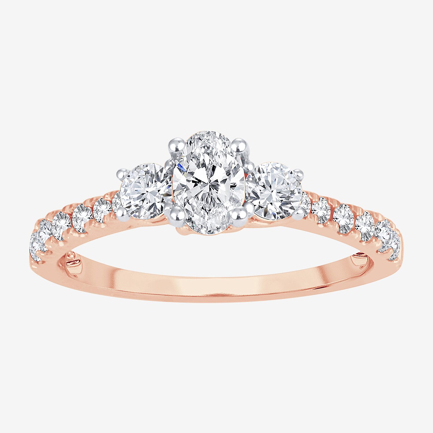 Love Lives Forever (H-I / Si1-Si2) Womens CT. T.W. Lab Grown White Diamond 10K Gold Oval 3-Stone Engagement Ring