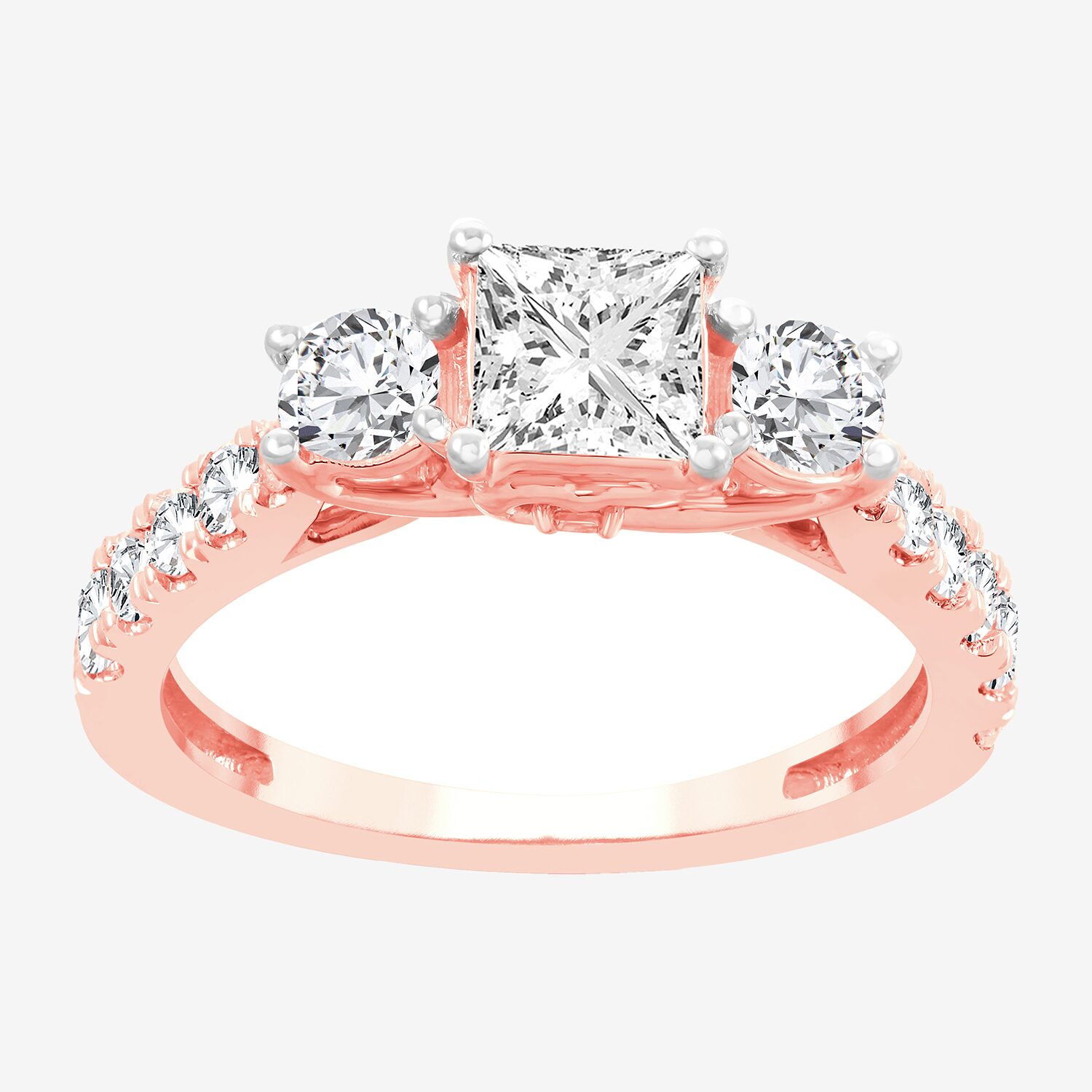 Love Lives Forever (H-I / Si1-Si2) Womens CT. T.W. Lab Grown White Diamond 10K Gold 3-Stone Engagement Ring