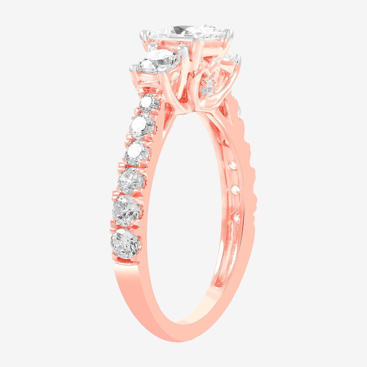 Love Lives Forever (H-I / Si1-Si2) Womens CT. T.W. Lab Grown White Diamond 10K Gold 3-Stone Engagement Ring