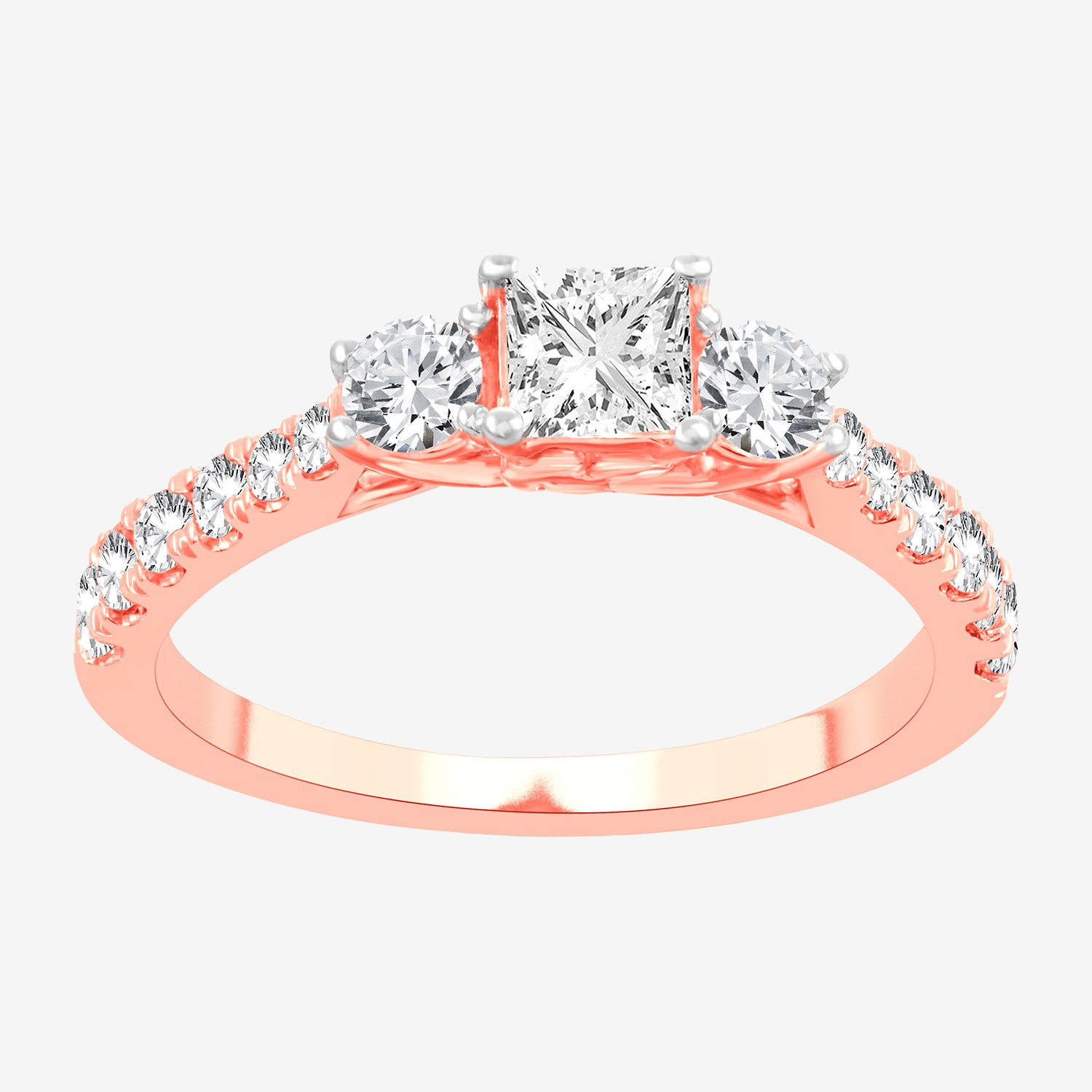 Love Lives Forever (H-I / Si1-Si2) Womens CT. T.W. Lab Grown White Diamond 10K Gold 3-Stone Engagement Ring