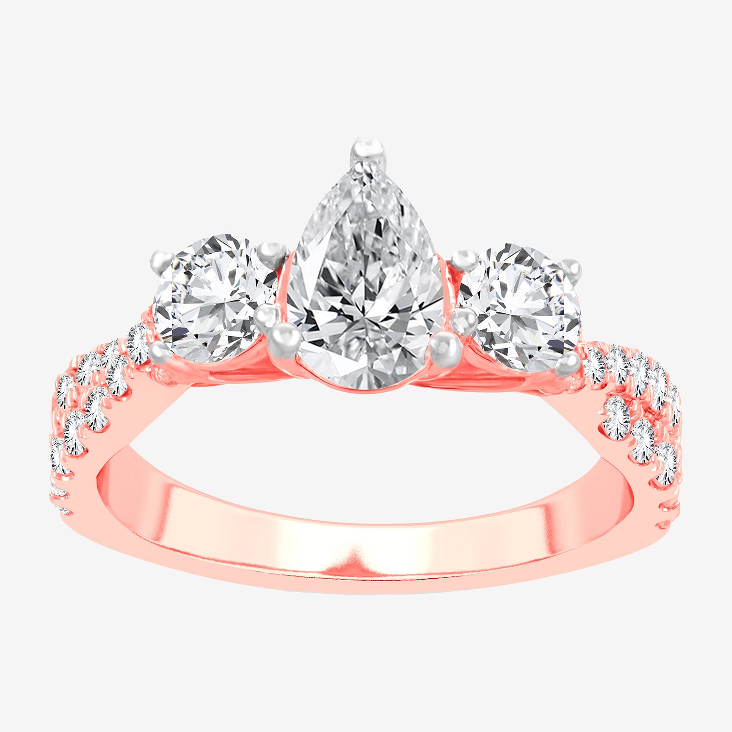 Love Lives Forever (H-I / Si1-Si2) Womens 2 CT. T.W. Lab Grown White Diamond 10K Gold Pear 3-Stone Engagement Ring
