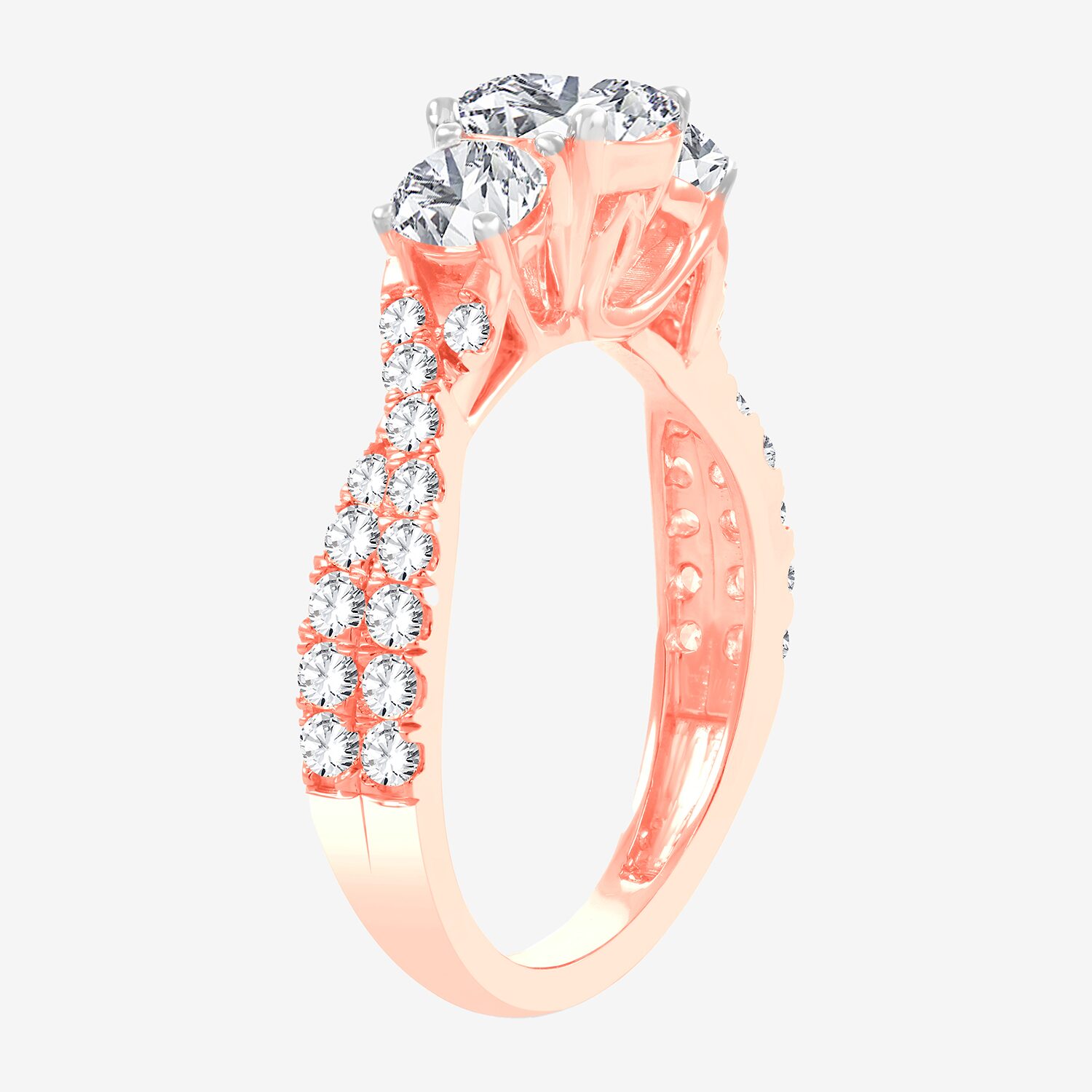 Love Lives Forever (H-I / Si1-Si2) Womens 2 CT. T.W. Lab Grown White Diamond 10K Gold Oval 3-Stone Engagement Ring