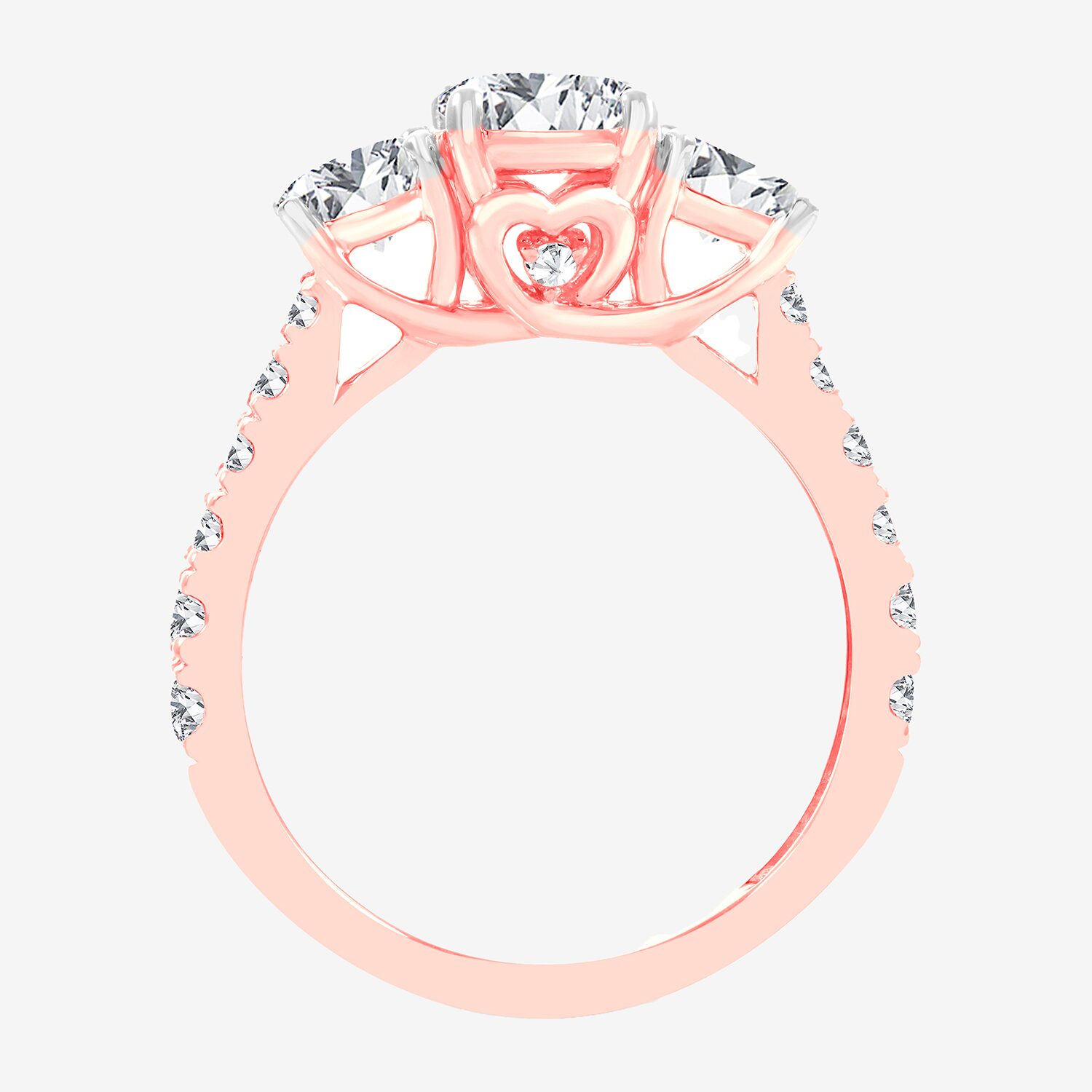 Love Lives Forever (H-I / Si1-Si2) Womens 2 CT. T.W. Lab Grown White Diamond 10K Gold Round 3-Stone Engagement Ring