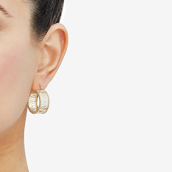 Made in Italy Womens 14K Gold 25.3mm Round Hoop Earrings