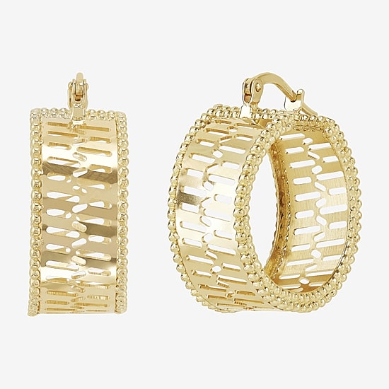 Made in Italy Womens 14K Gold 25.3mm Round Hoop Earrings