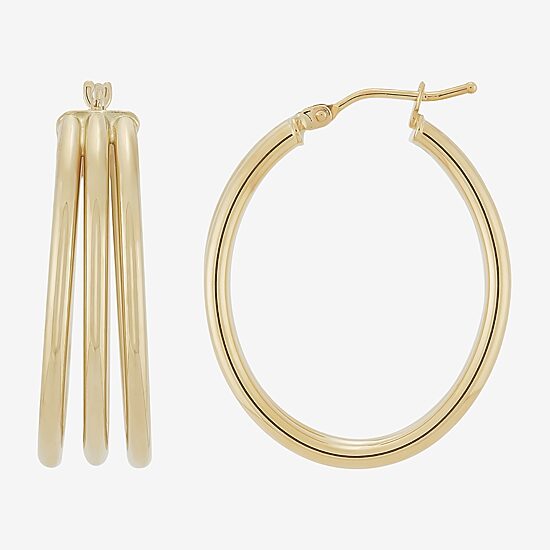 Made in Italy Womens 14K Gold 30mm Round Hoop Earrings