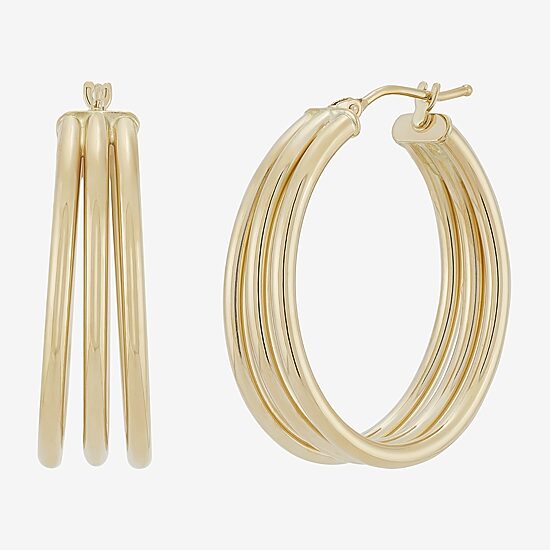 Made in Italy Womens 14K Gold 30mm Round Hoop Earrings