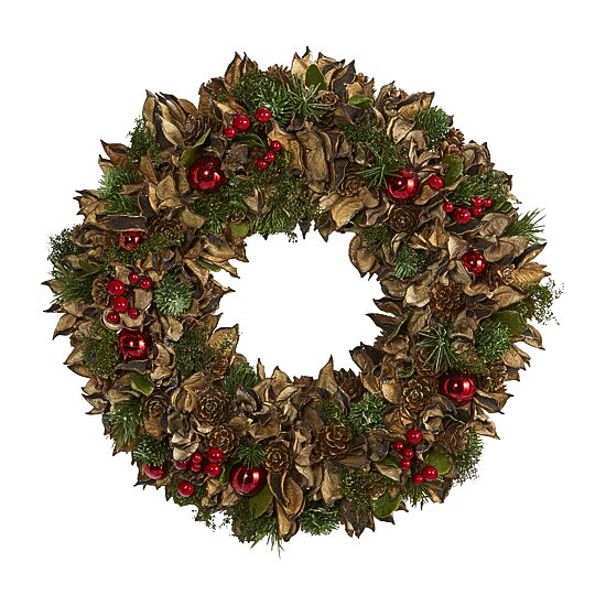 Nearly Natural 15in. Holiday With Pine Cones And Ornaments Wreath