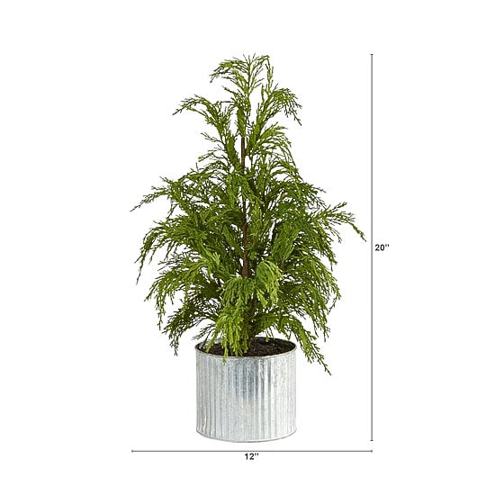 Nearly Natural 20" Cedar Pine Natural Look In Decorative Planter Pine Christmas Tree
