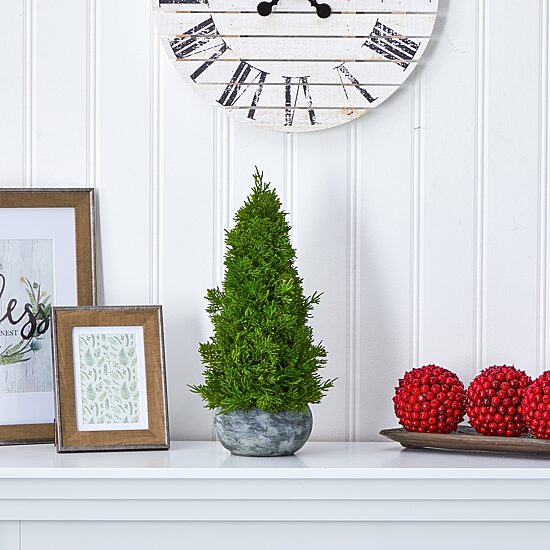 Nearly Natural 18" Cypress Cone In Decorative Planter Christmas Tree