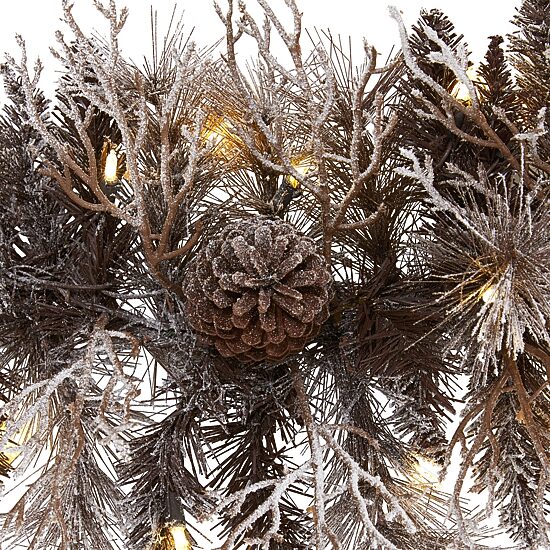 Nearly Natural 6ft. 50 White Warm Led Lights And Pine Cones Pre-Lit Christmas Indoor Garland