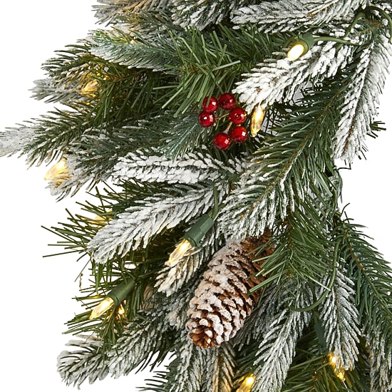 Nearly Natural 24in. Snowed With 50 Warm White Led Lights And Pine Cones Pre-Lit Wreath
