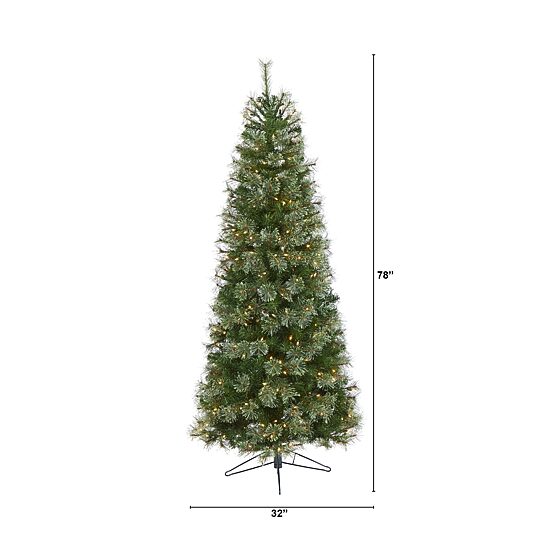 Nearly Natural 6 1/2 Foot Cashmere Slim Pine With 660 Bendable Branches And 350 Warm White Lights Pre-Lit Christmas Tree