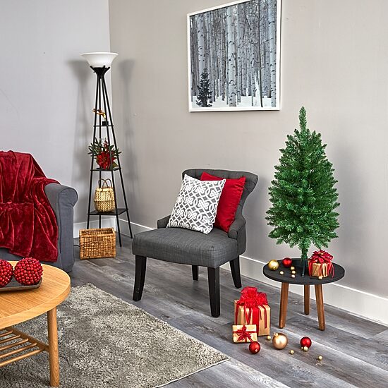 Nearly Natural 3 Foot Slim Green Mountain Pine With 50 Clear Led Lights Pre-Lit Christmas Tree