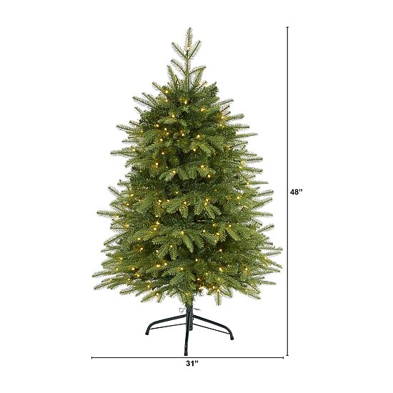 Nearly Natural 4 Foot Natural Look Fir With 814 Bendable Branches And 250 Clear Led Lights Pre-Lit Christmas Tree