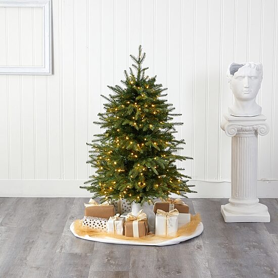 Nearly Natural 4 Foot Natural Look Fir With 814 Bendable Branches And 250 Clear Led Lights Pre-Lit Christmas Tree