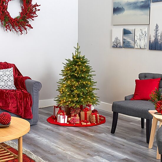 Nearly Natural 4 Foot Natural Look Fir With 814 Bendable Branches And 250 Clear Led Lights Pre-Lit Christmas Tree