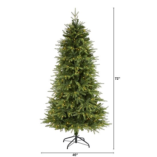 Nearly Natural 6 Foot Natural Look Fir With 1870 Bendable Branches And 350 Clear Led Lights Pre-Lit Christmas Tree