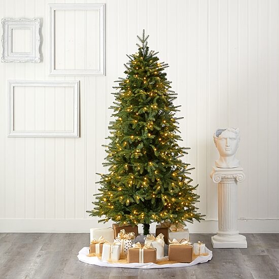 Nearly Natural 6 Foot Natural Look Fir With 1870 Bendable Branches And 350 Clear Led Lights Pre-Lit Christmas Tree