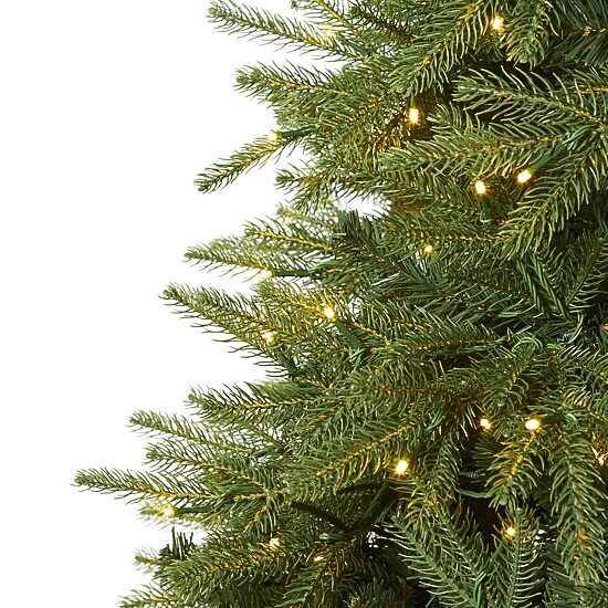 Nearly Natural 8 Foot Natural Look Fir With 3470 Bendable Branches And 700 Clear Led Lights Pre-Lit Christmas Tree