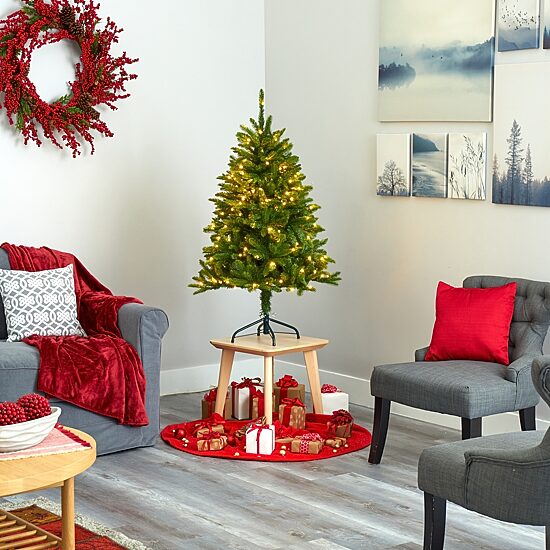 Nearly Natural 4 Foot Natural Look Spruce With 150 Clear Led Lights Pre-Lit Christmas Tree