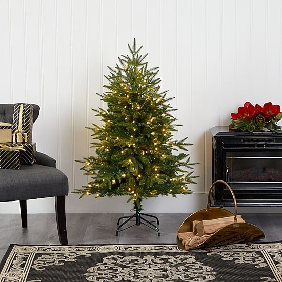 Nearly Natural 4 Foot Fir With 150 Clear Led Lights Pre-Lit Christmas Tree