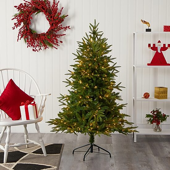 Nearly Natural 5 Foot Fir With 250 Clear Led Lights Pre-Lit Christmas Tree