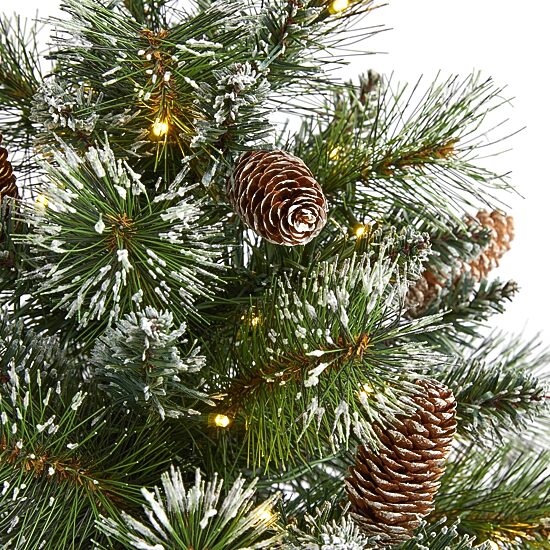 Nearly Natural 2 Foot Frosted Pine With Pinecones And Burlap Base Pre-Lit Christmas Tree