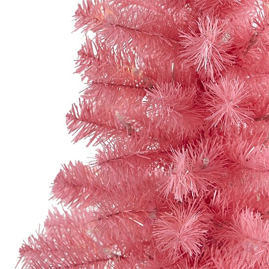 Nearly Natural 2 Foot With 72 Bendable Branches And 35 Led Lights Pre-Lit Pink Christmas Tree